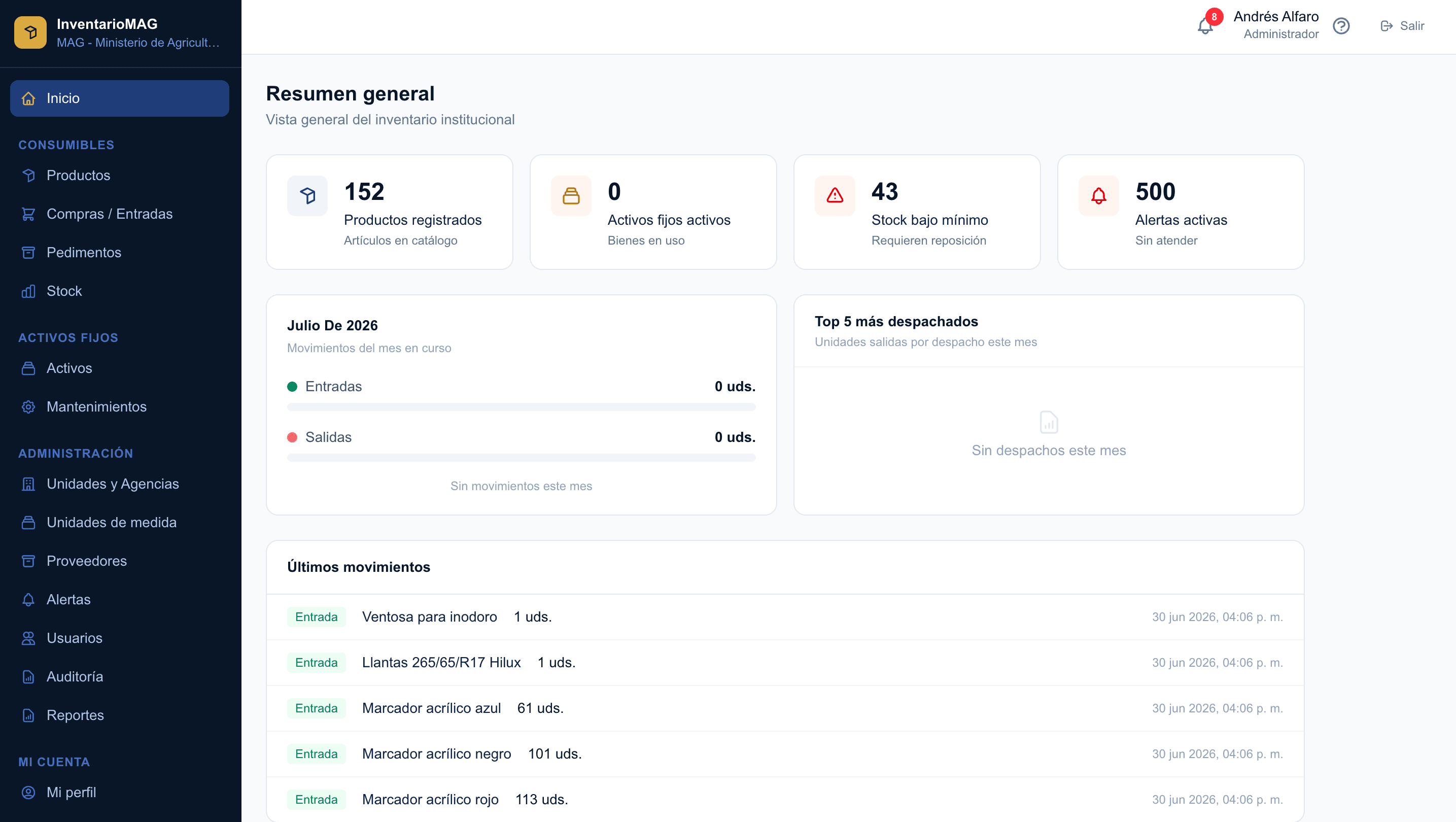 Captura de InventarioMAG – Sistema de Inventario