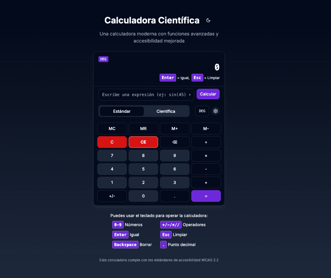 Captura de Calculadora Científica Avanzada Accesible