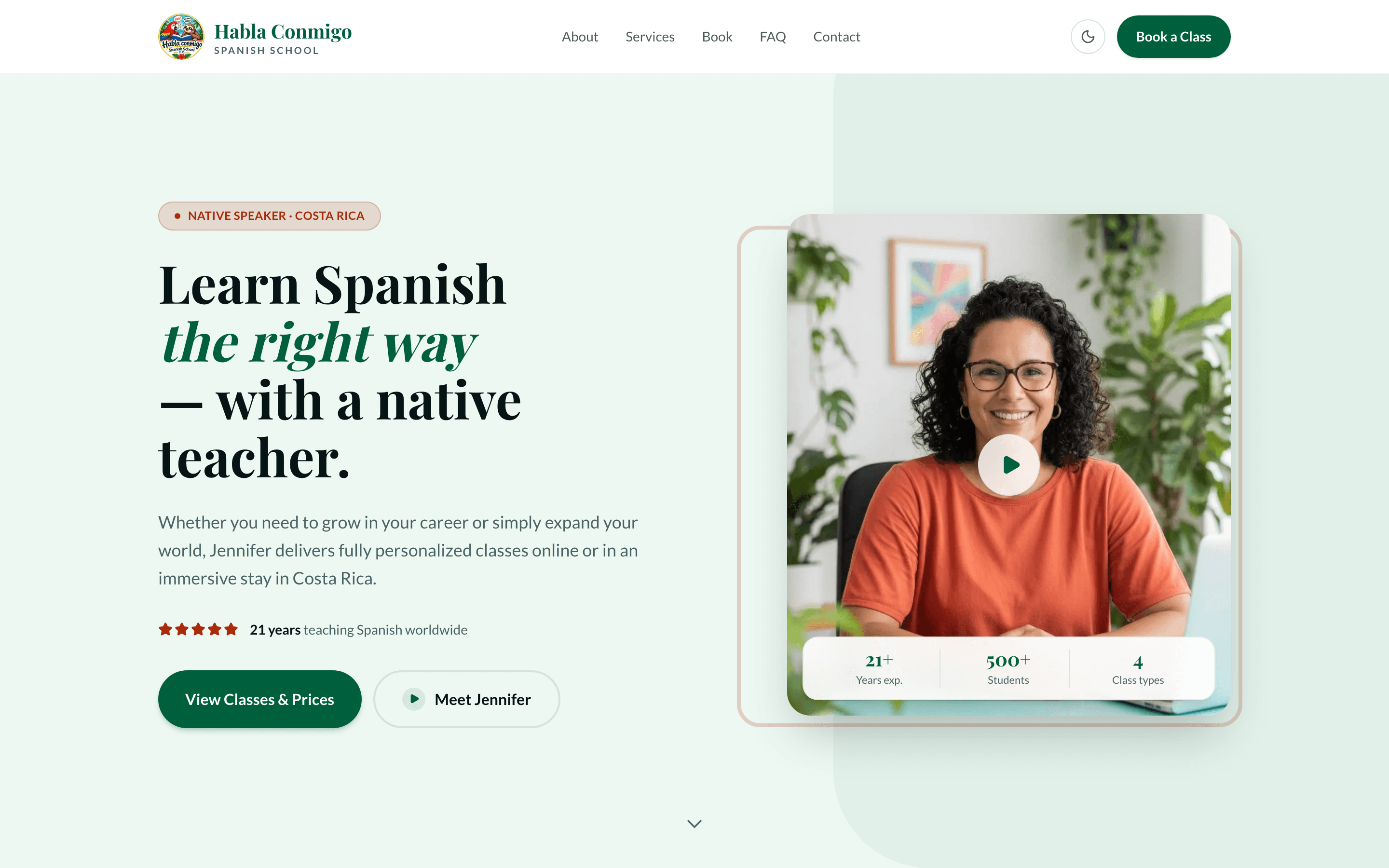 Captura de Habla Conmigo — Escuela de Español