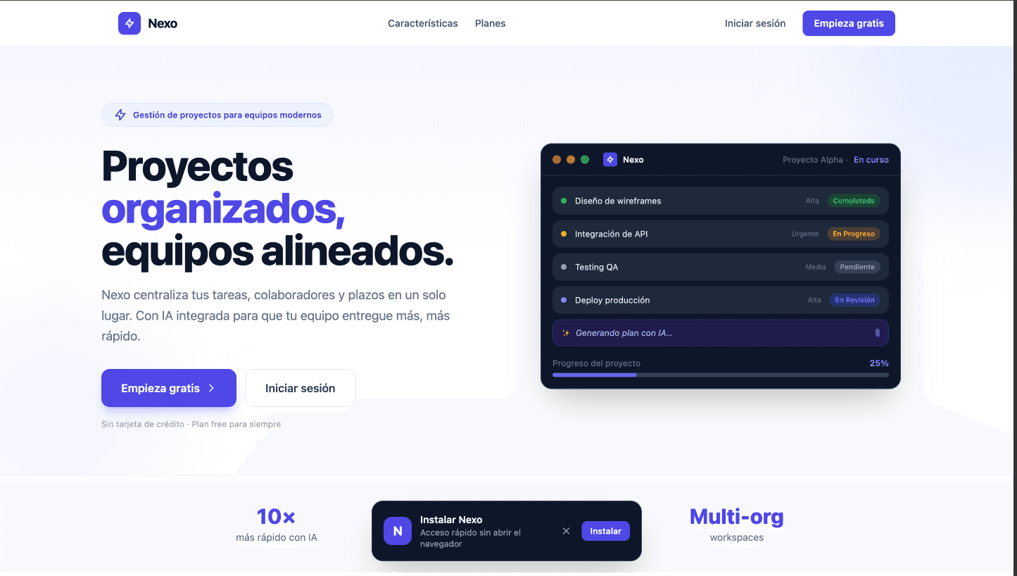 Captura de Nexo — Gestor de Proyectos SaaS